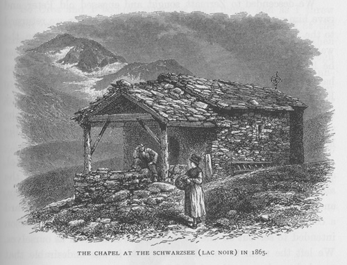 Heute Morgen holten die Bergsteiger den Proviant und die Ausr&uuml;stung, die Whymper gestern bei der Kapelle am Schwarzsee gelagert hat.